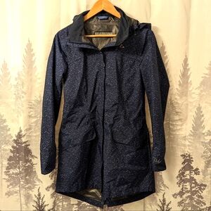 Paradox Rain Jacket Small Blue Long Raincoat Waterproof Spring Zip Up Blue